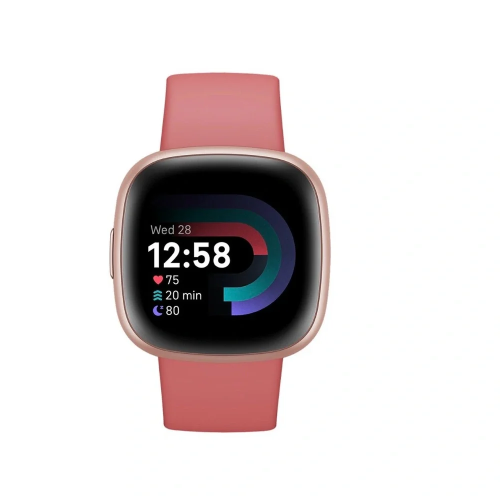 Fitbit Versa 4 Pink Sand Copper Rose Smartwatch, 39mm
